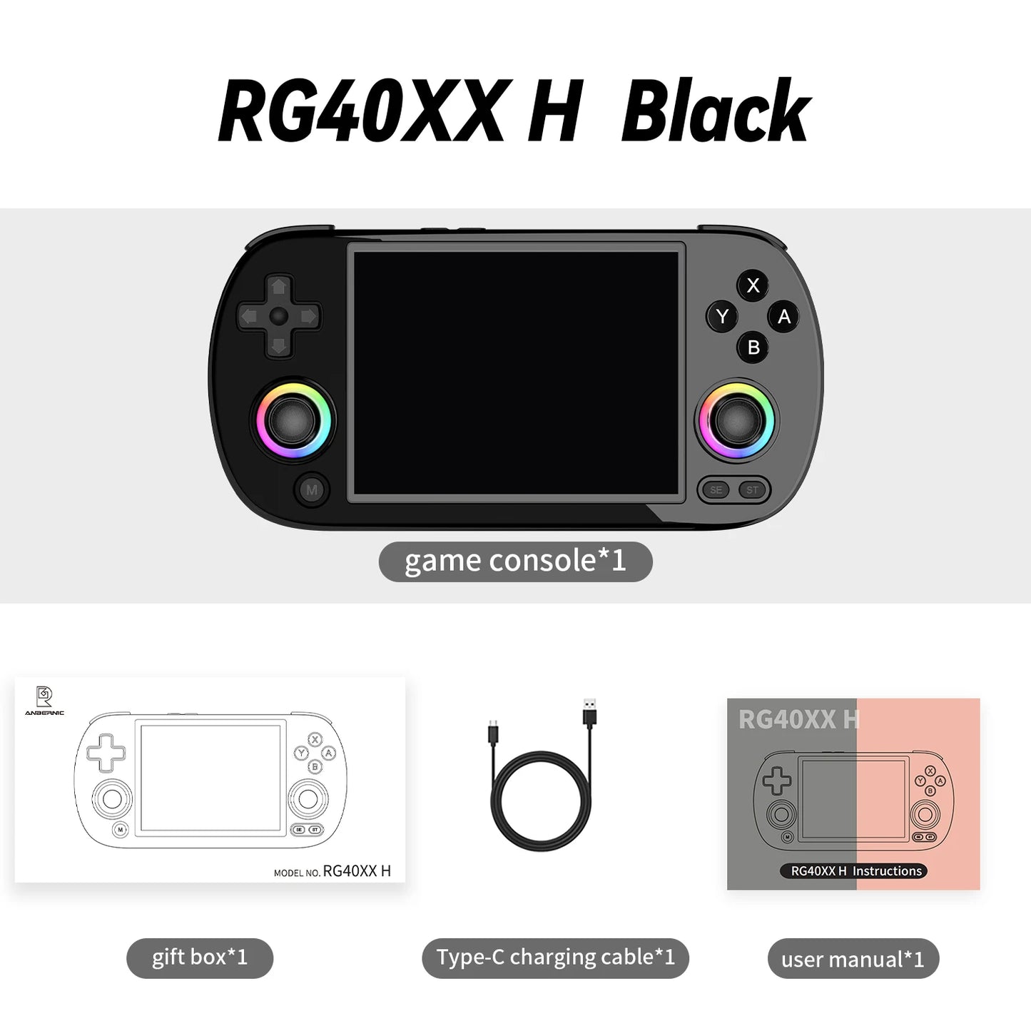 Anbernic RG40XX H Handheld Game Console with RGB Light