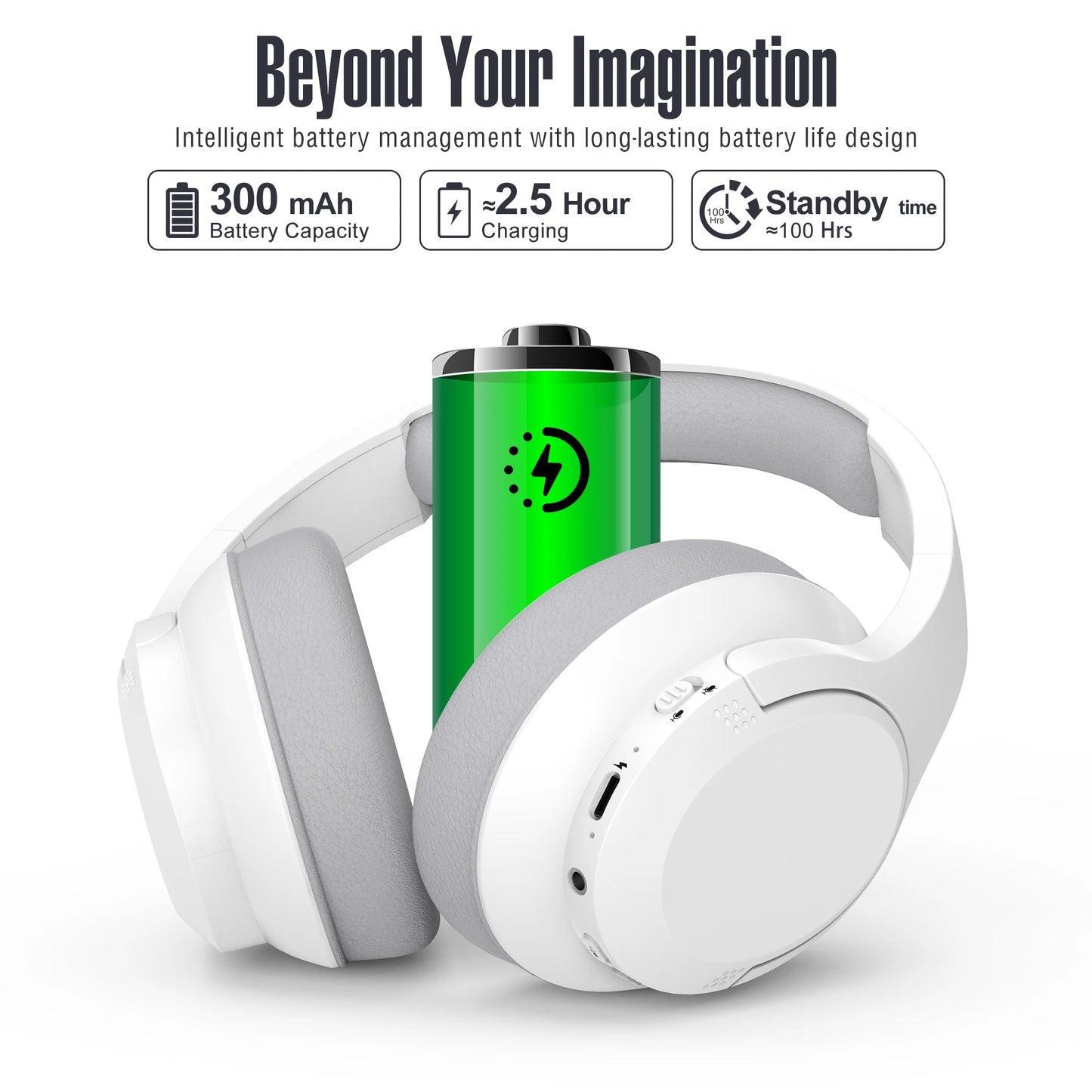 Bluetooth Wireless Over-Ear Headphones with 60H Playtime