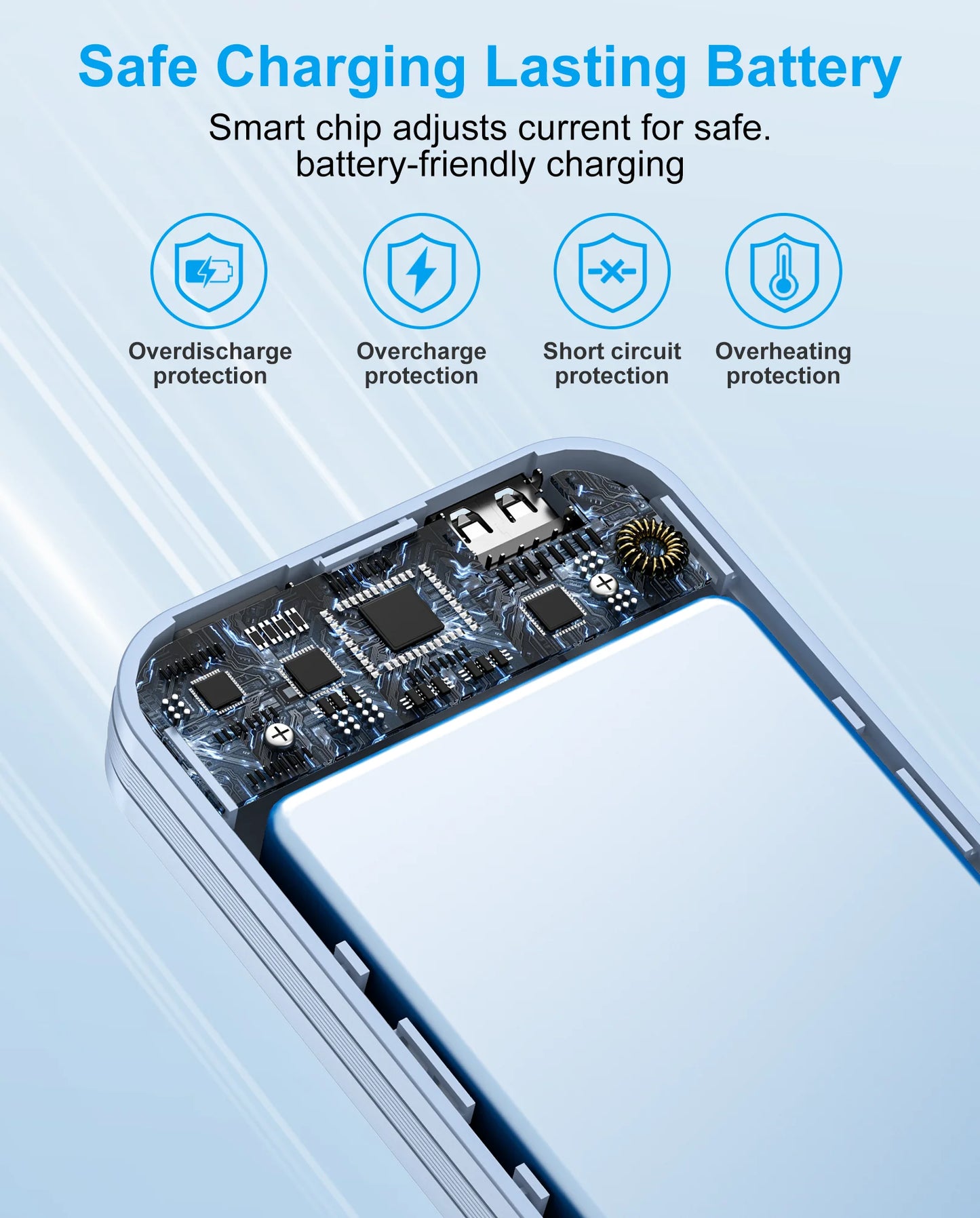 Portable 12000mAh Power Bank with Built-in Cables
