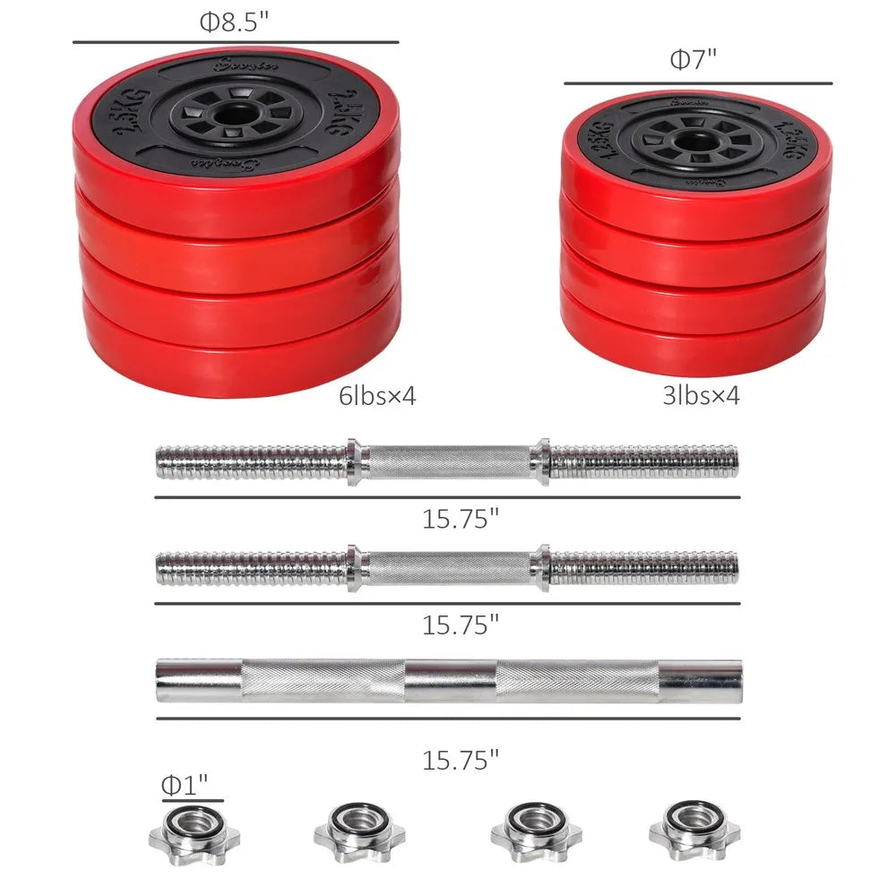 Home Gym 44 lb Dumbbell and Barbell Weight Set