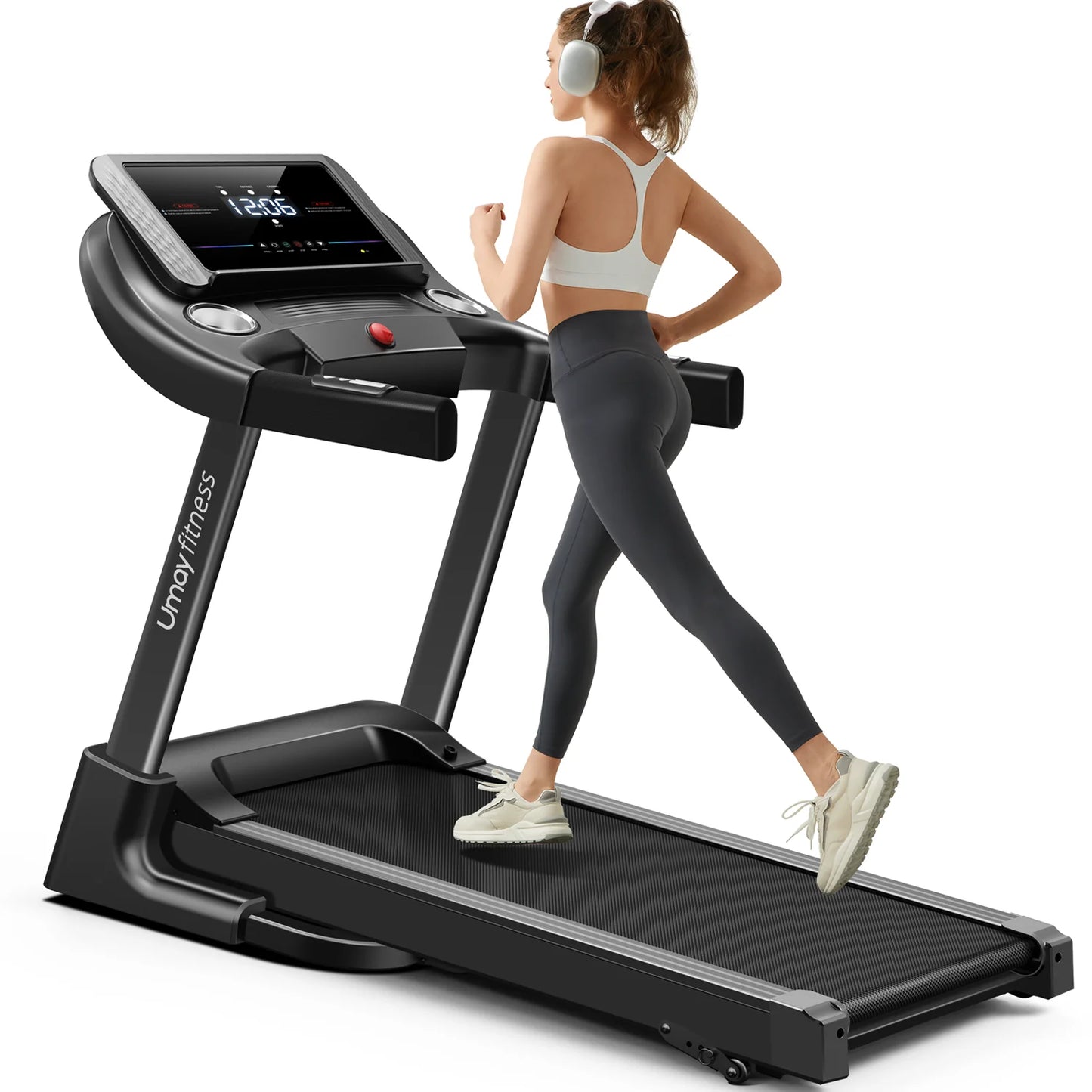Home Folding Incline Treadmill with Pulse Sensors, 3.0 HP Quiet Brushless, 300 lbs Capacity for Home Workouts