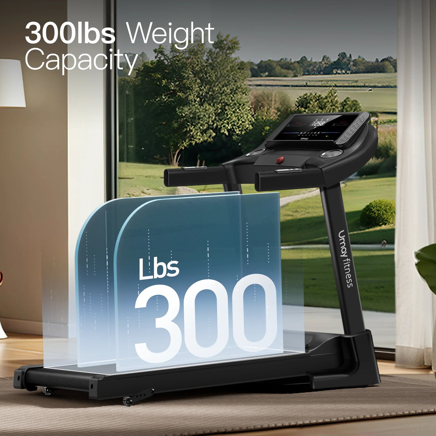 Home Folding Incline Treadmill with Pulse Sensors, 3.0 HP Quiet Brushless, 300 lbs Capacity for Home Workouts