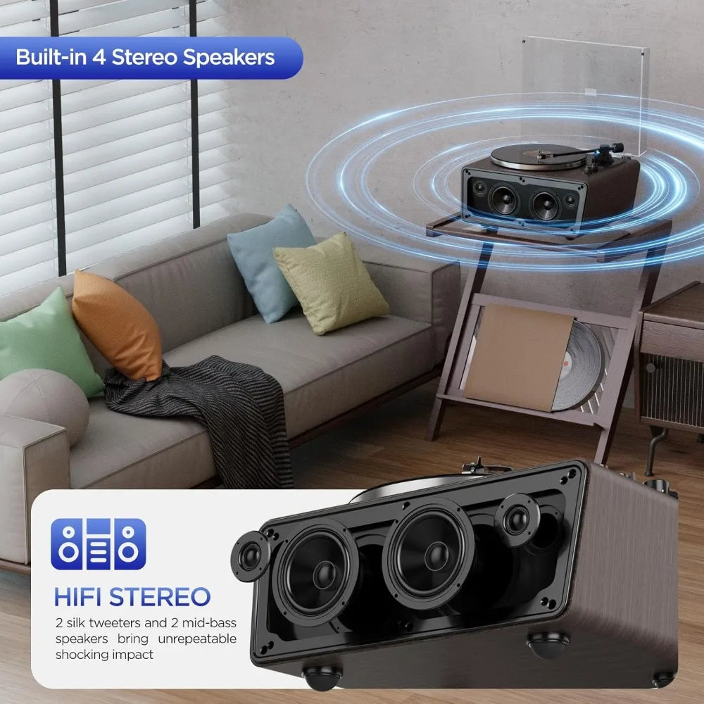 All-in-One Vinyl Record Player with Bluetooth & Speakers