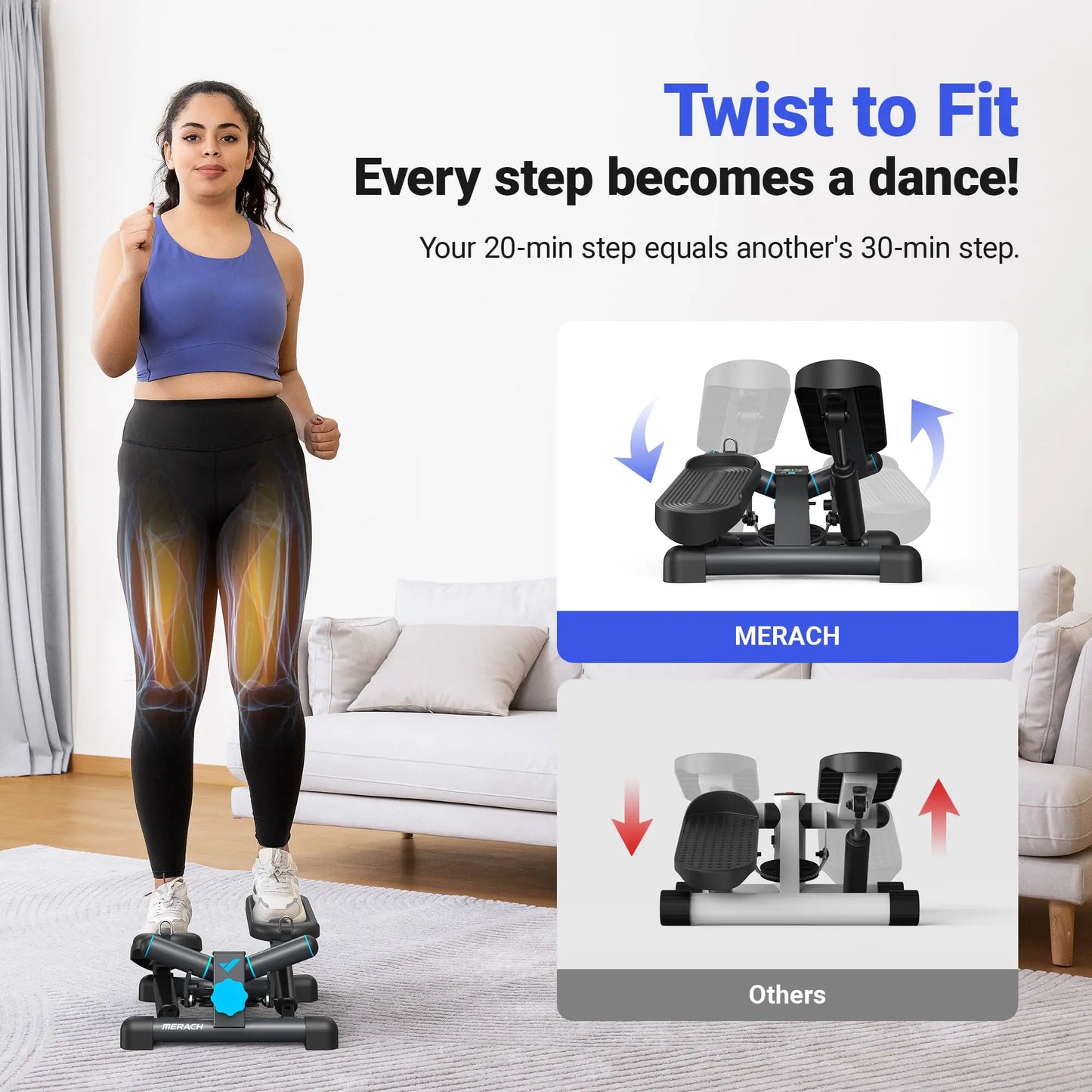MERACH Mini Stepper for Exercise with Resistance Band