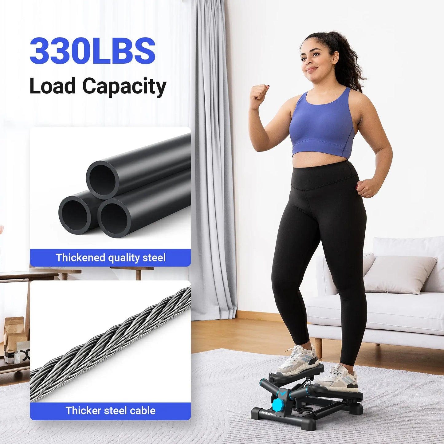 MERACH Mini Stepper for Exercise with Resistance Band