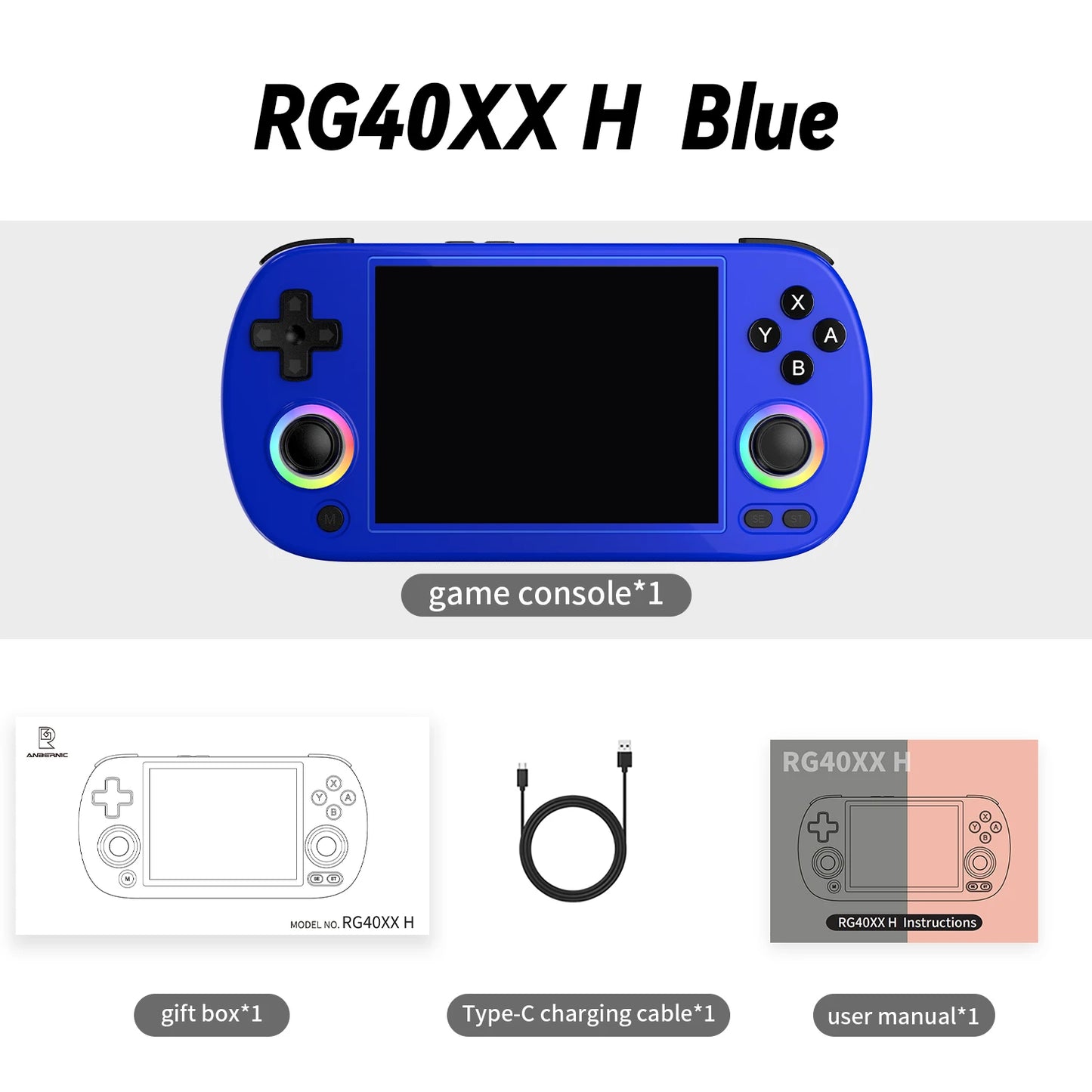Anbernic RG40XX H Handheld Game Console with RGB Light