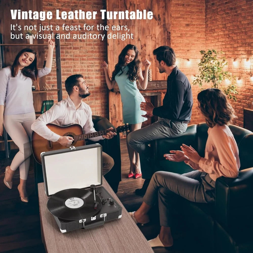 Portable Suitcase LP Player with Bluetooth and Speakers