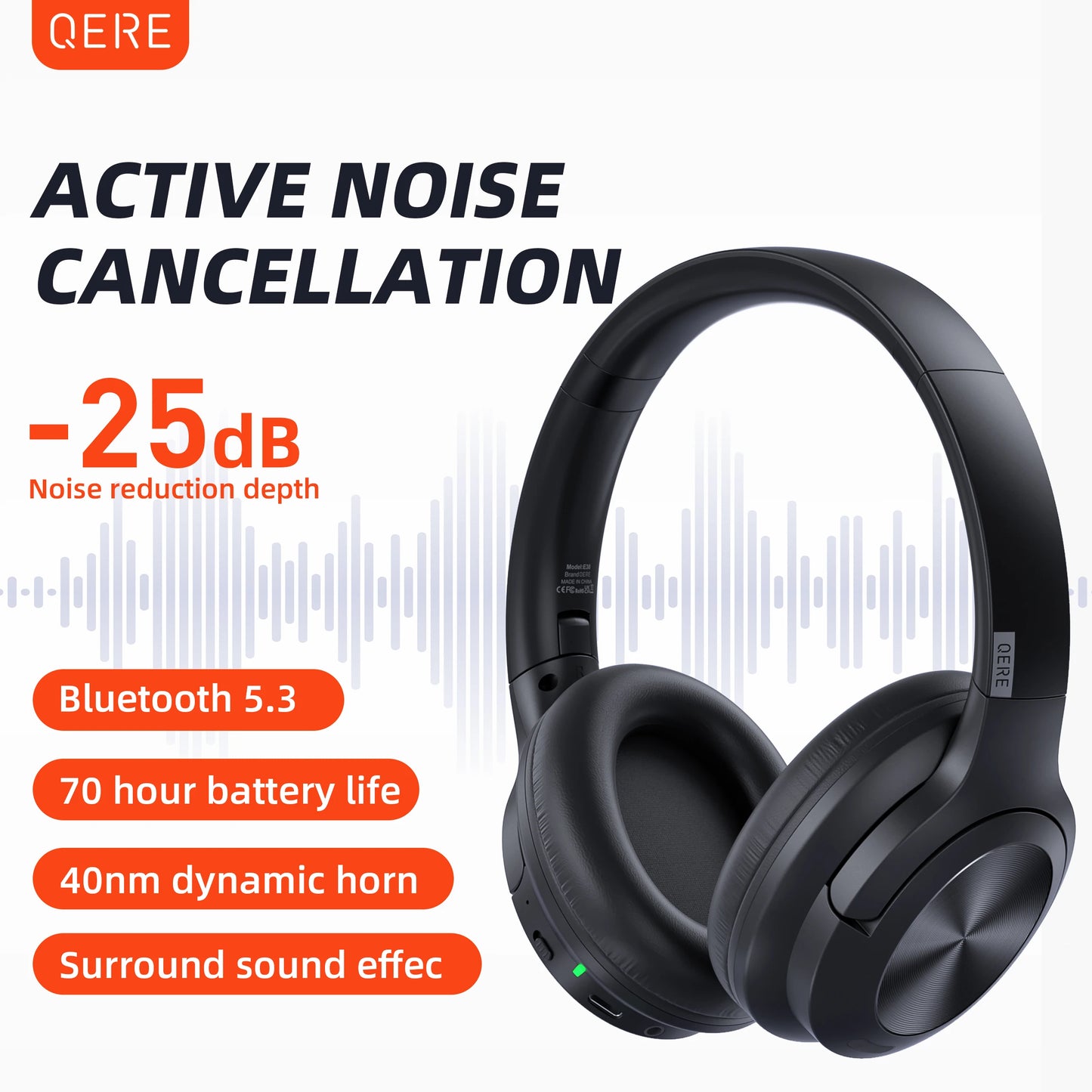 QERE E80 Wireless Noise Cancelling Headphones 70 Hours