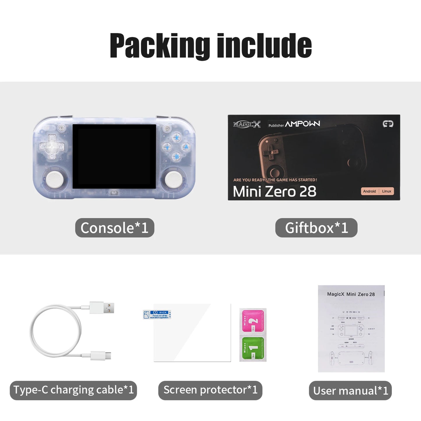 AMPOWN Mini Zero 28 Handheld Game Console Portable Gift