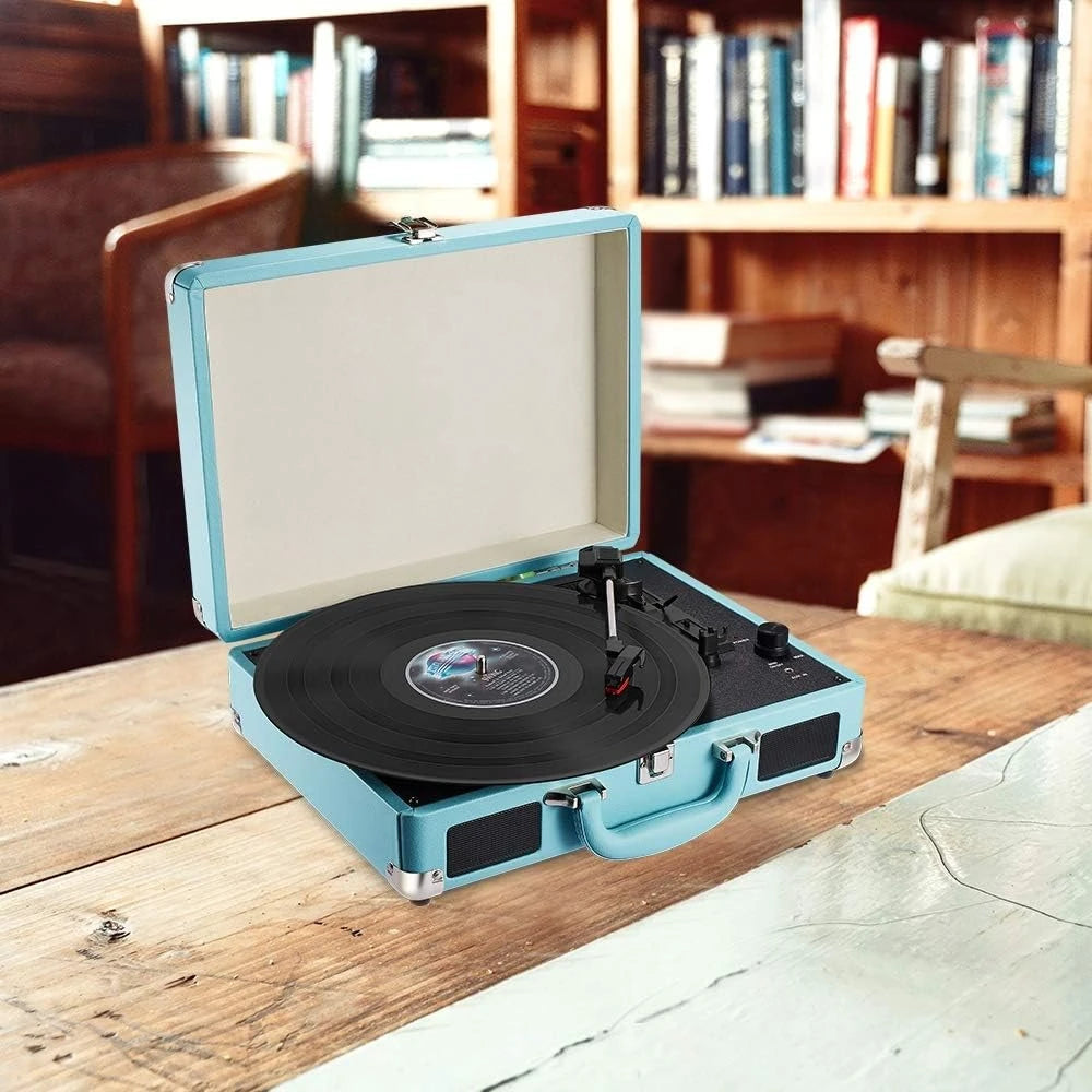 Portable Vinyl Record Player with Built-in Speakers and More