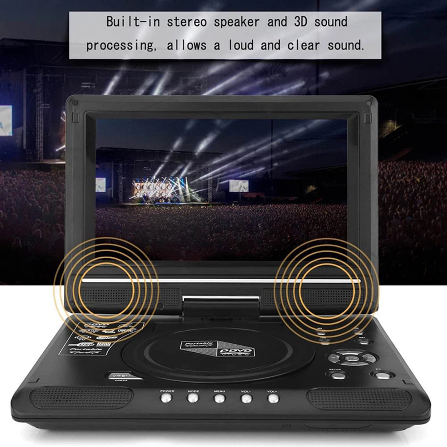 DVD Player 9.8 Inch 16:9 Widescreen 270° Rotatable LCD Screen  Home TV Portable VCD Compact Disc MP3 Viewer with Game Function