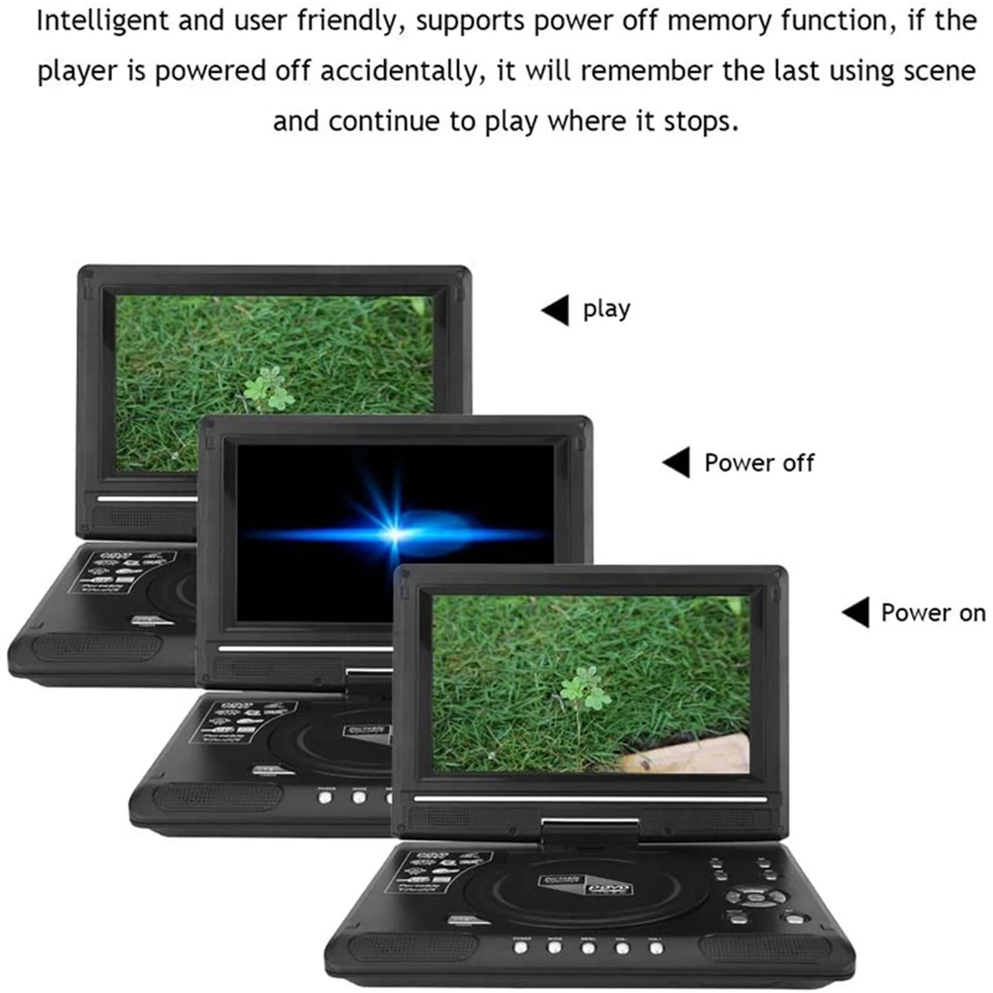 9.8 Inch 16:9 Widescreen 270° Rotatable LCD Screen Home Car TV DVD Player Portable VCD Compact Disc MP3 Viewer with GameFunction