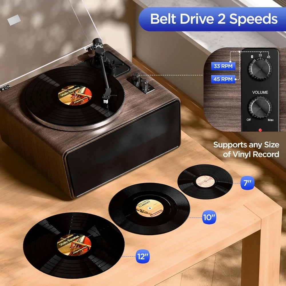 All-in-One Vinyl Record Player with Bluetooth & Speakers