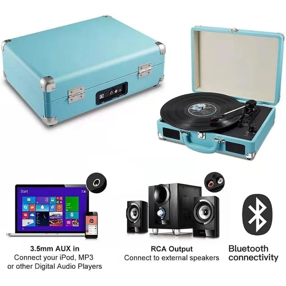 Portable Vinyl Record Player with Built-in Speakers and More