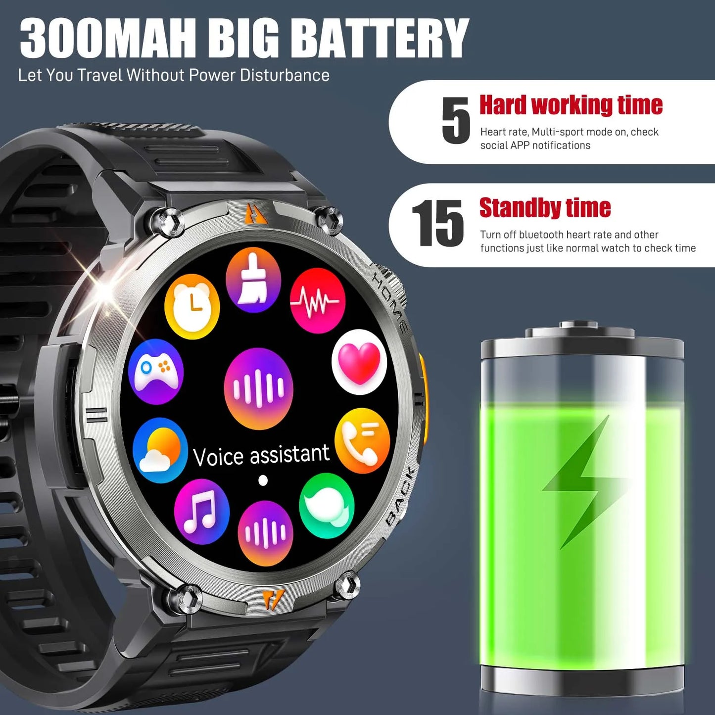 EIGIIS KE3 Bluetooth Smart Watch for Men