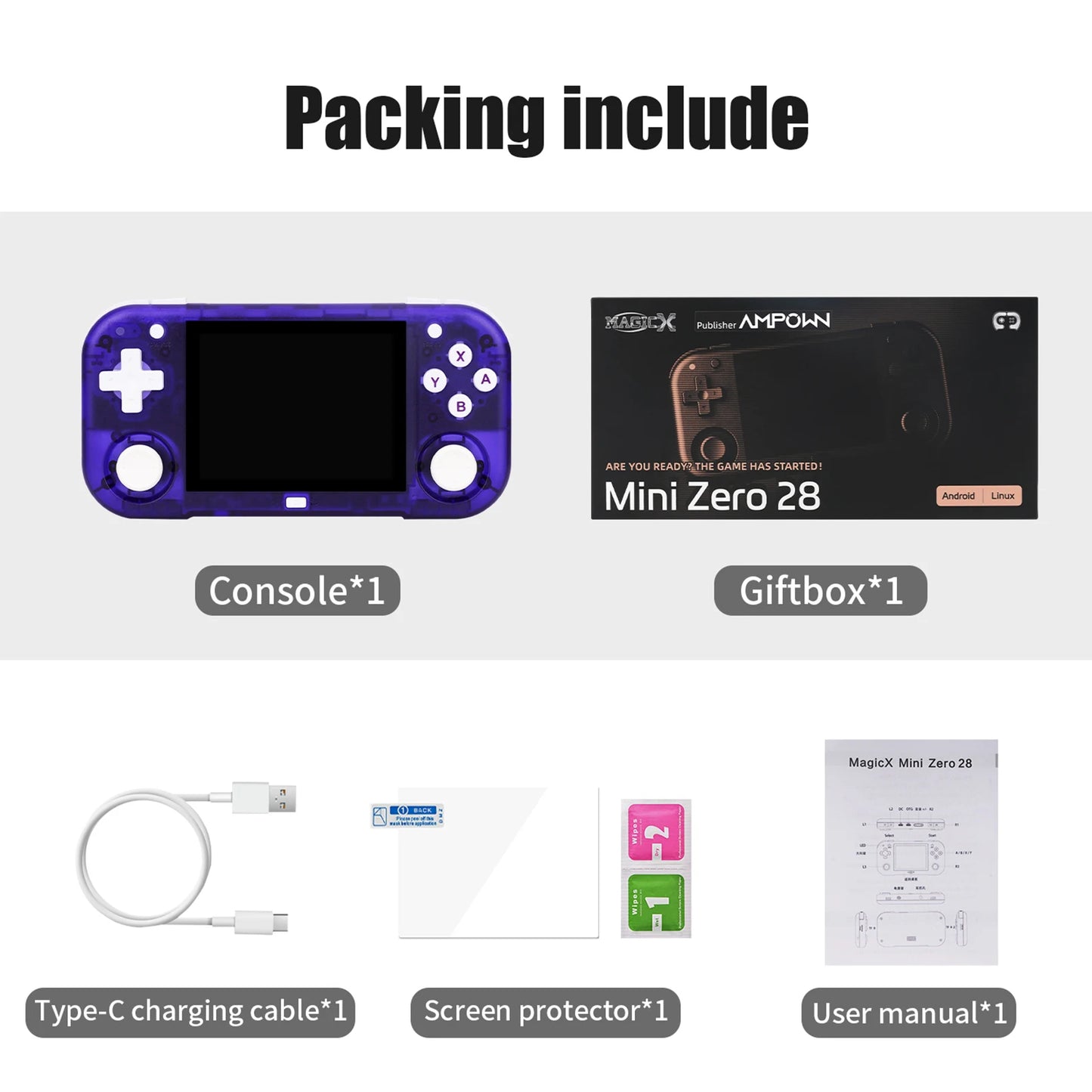 AMPOWN Mini Zero 28 Handheld Game Console Portable Gift