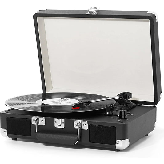 Portable Suitcase LP Player with Bluetooth and Speakers