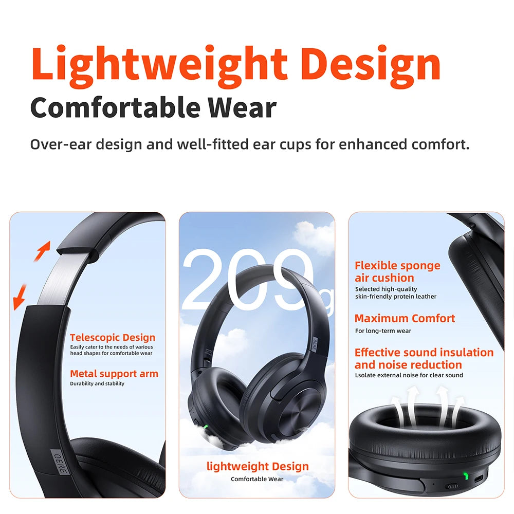 QERE E80 Wireless Noise Cancelling Headphones 70 Hours
