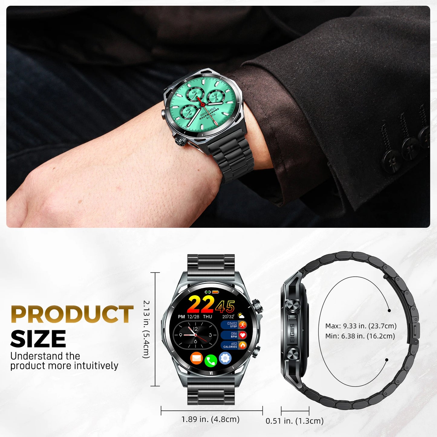 EIGIIS KE6 Smart Watch with AMOLED Display and Health Monitor
