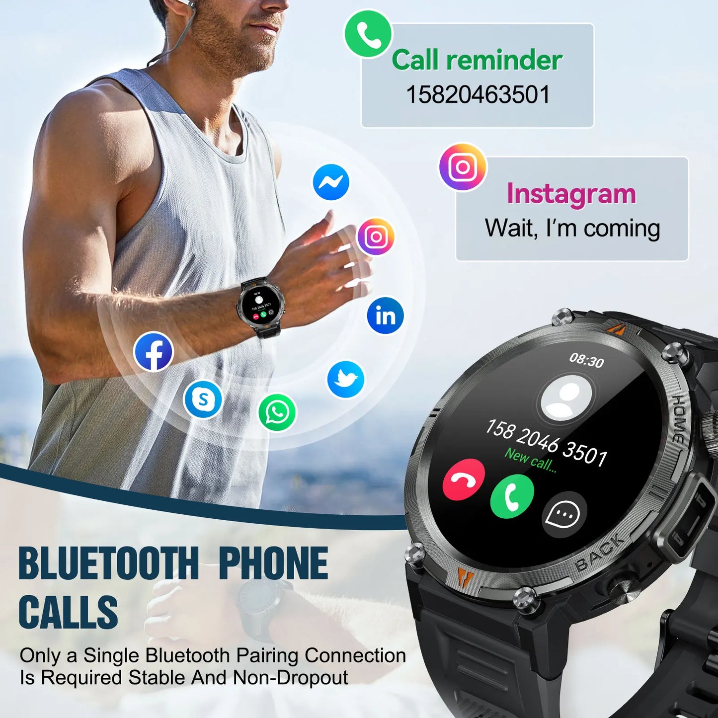 EIGIIS KE3 Bluetooth Smart Watch for Men