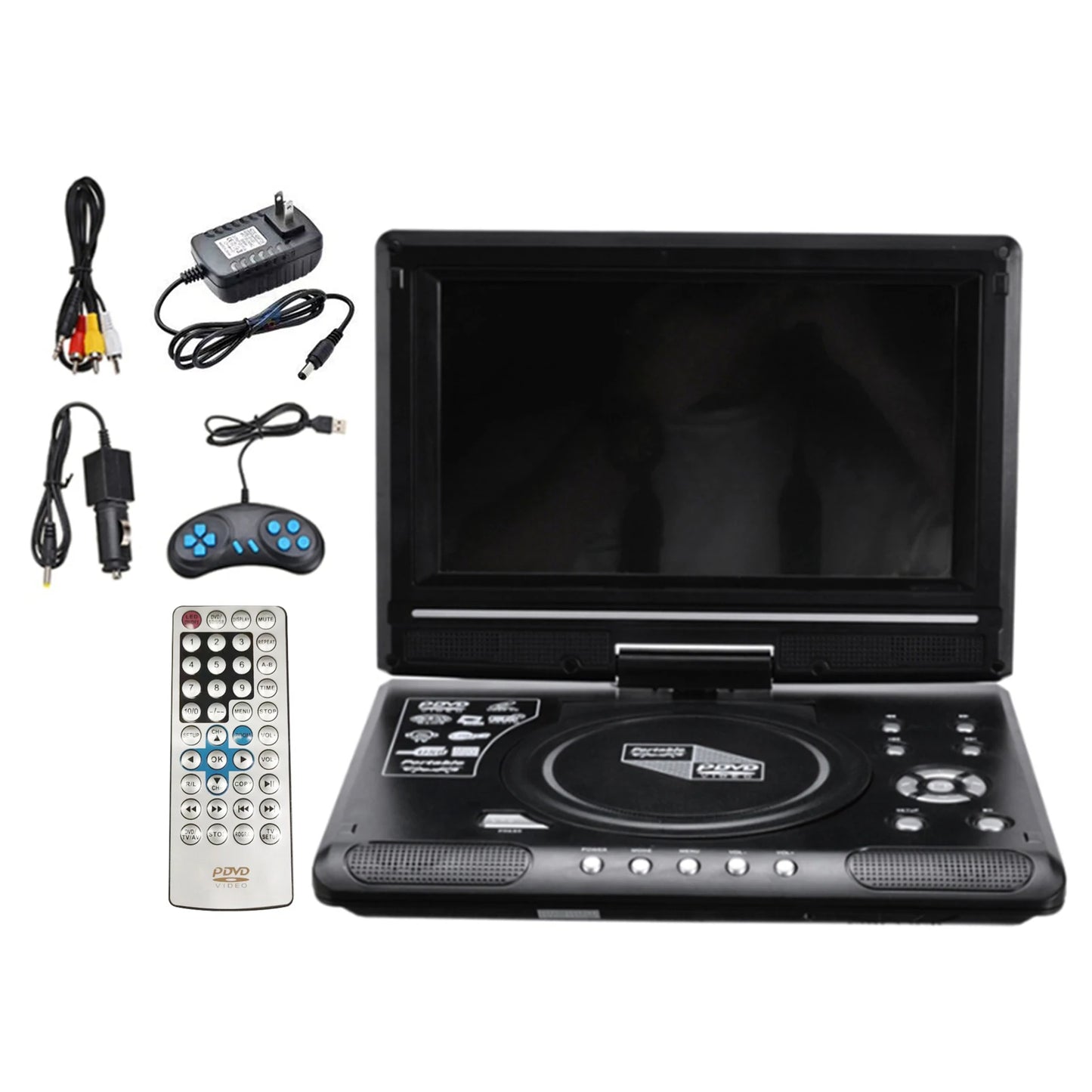 9.8 Inch 16:9 Widescreen 270° Rotatable LCD Screen Home Car TV DVD Player Portable VCD Compact Disc MP3 Viewer with GameFunction