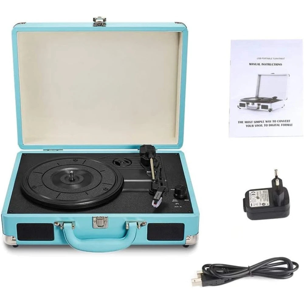 Portable Vinyl Record Player with Built-in Speakers and More