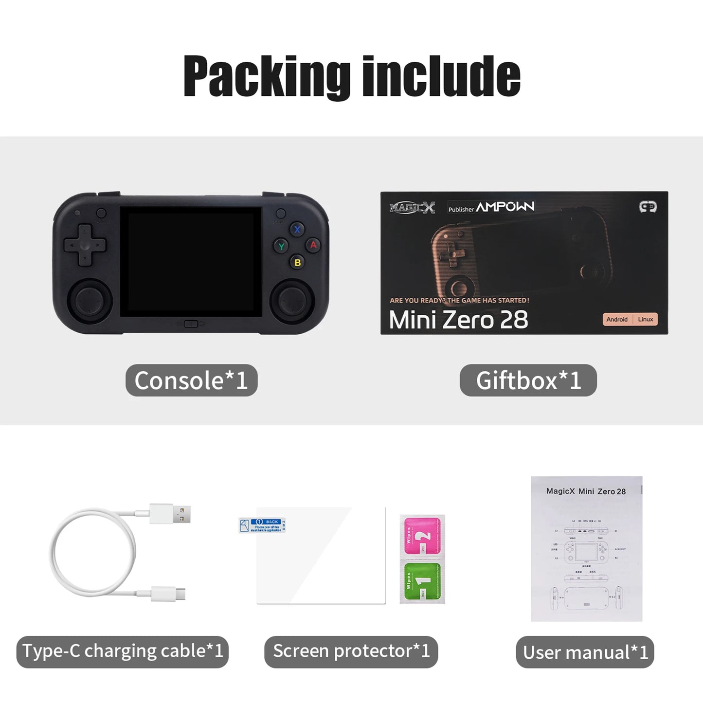 AMPOWN Mini Zero 28 Handheld Game Console Portable Gift