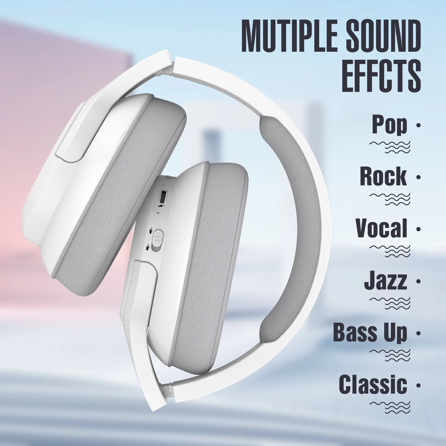 Bluetooth Wireless Over-Ear Headphones with 60H Playtime