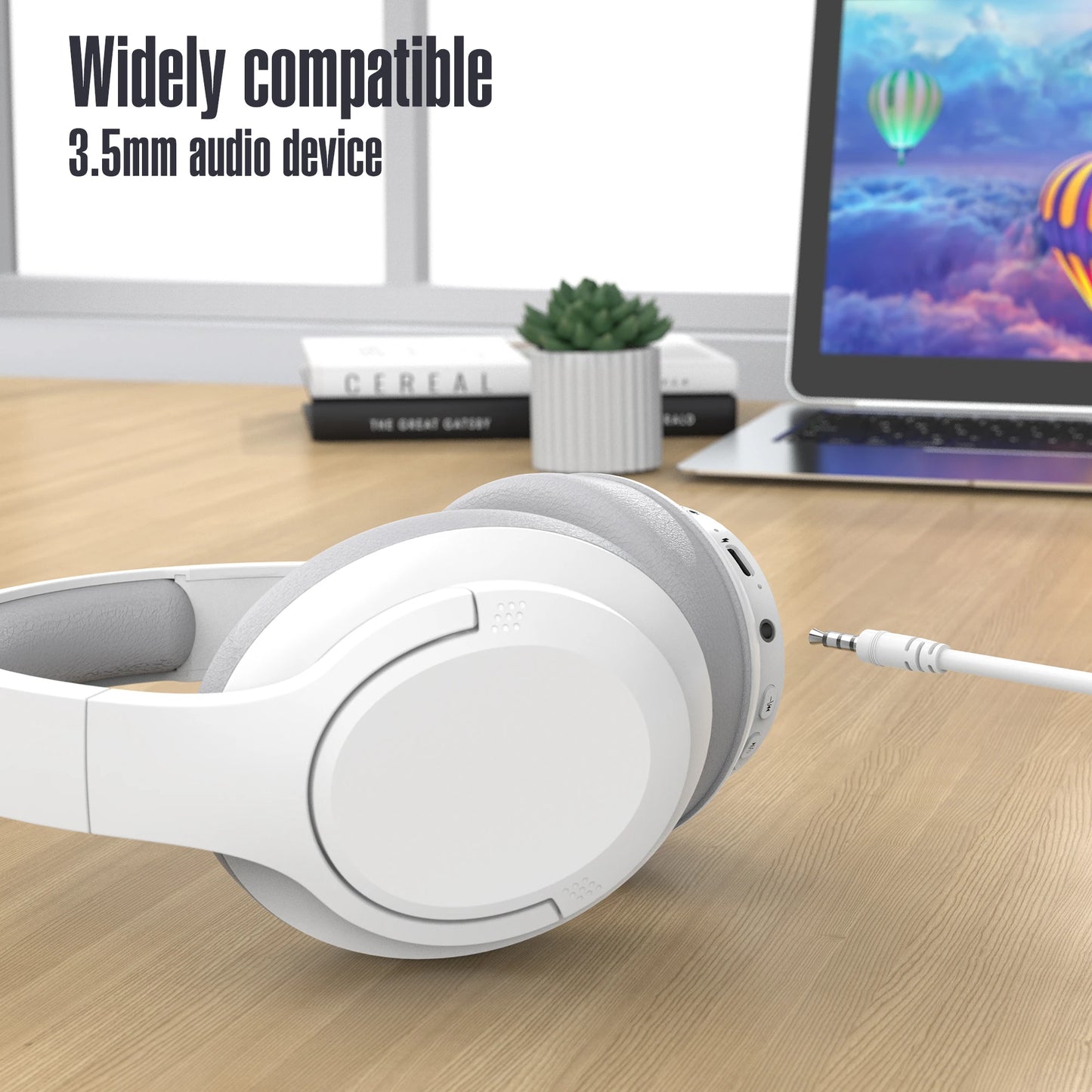 Bluetooth Wireless Over-Ear Headphones with 60H Playtime
