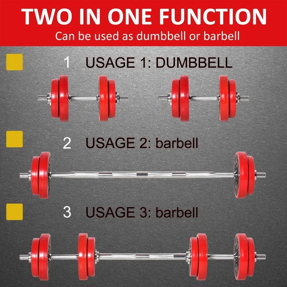 Home Gym 44 lb Dumbbell and Barbell Weight Set