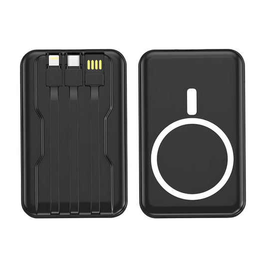 10000mAh Wireless Fast Charger with Built-in Cables