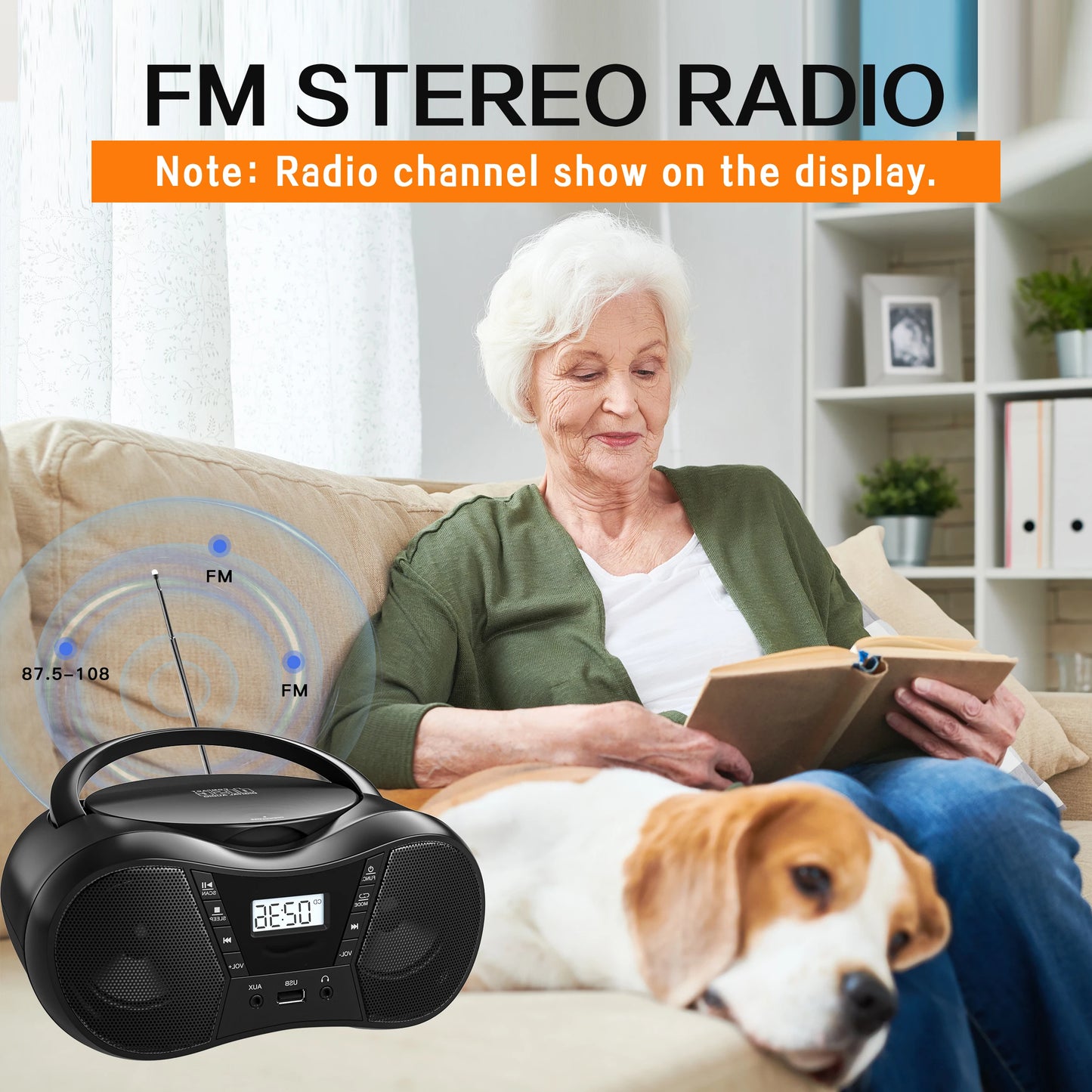 Portable CD Player with Bluetooth, FM Radio and Speakers