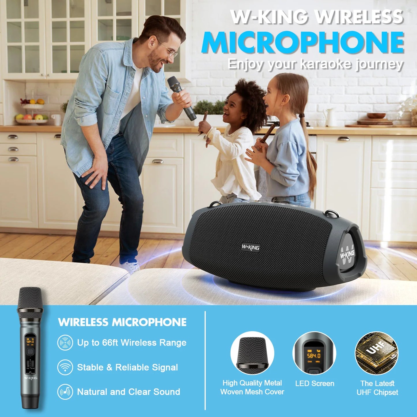 W-KING 70W Portable Bluetooth Speaker with Microphone