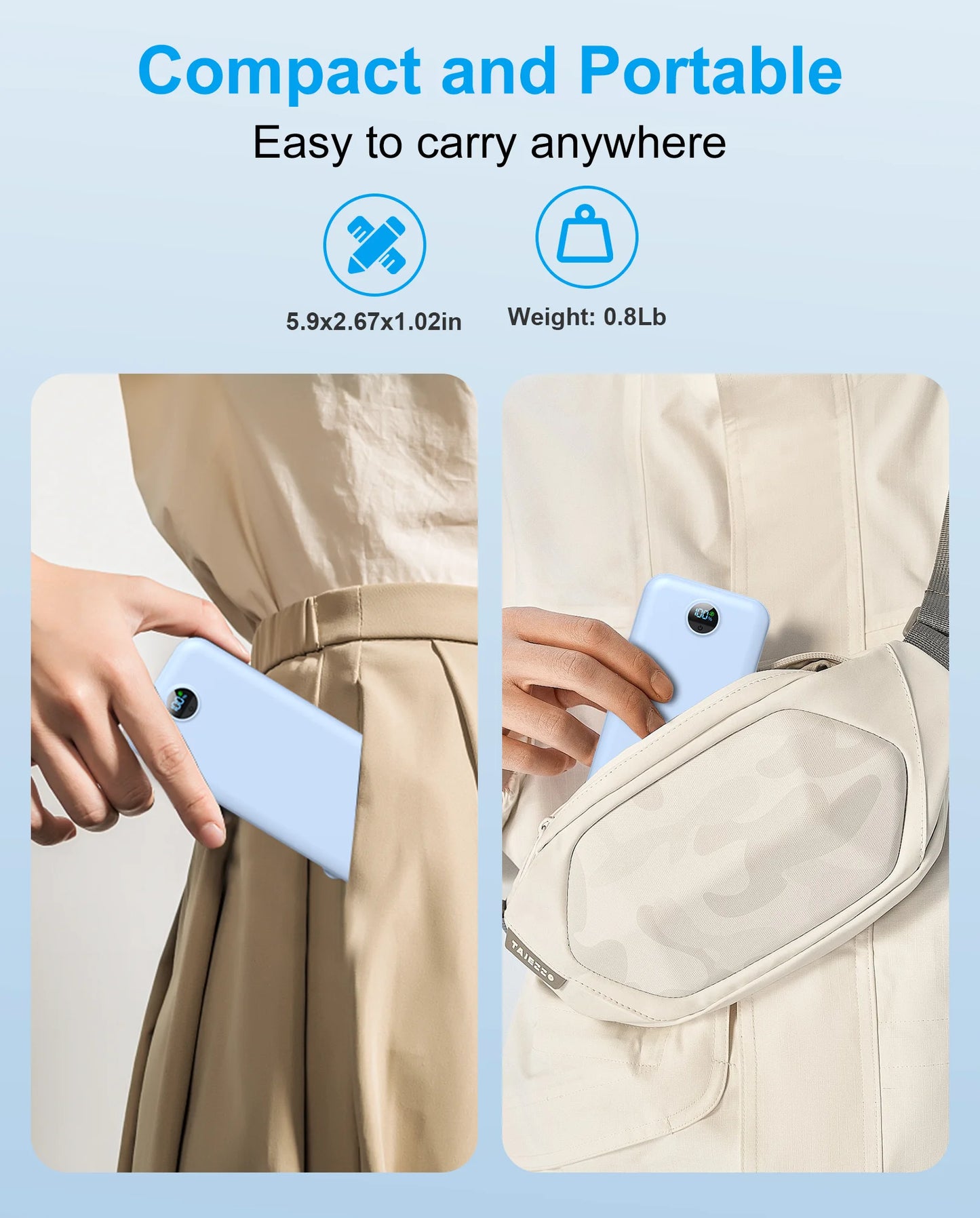 Portable 12000mAh Power Bank with Built-in Cables