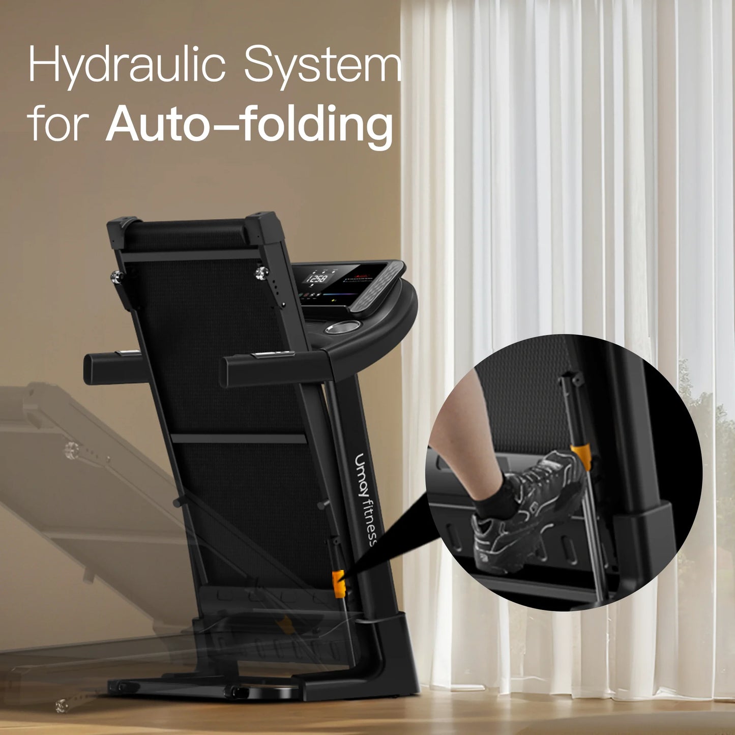 Home Folding Incline Treadmill with Pulse Sensors, 3.0 HP Quiet Brushless, 300 lbs Capacity for Home Workouts