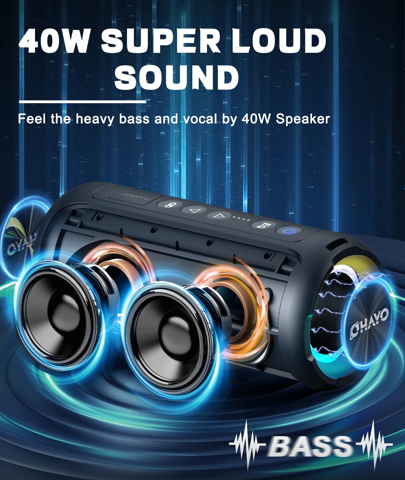 Ortizan 40W Bluetooth Speakers with Enhanced Bass