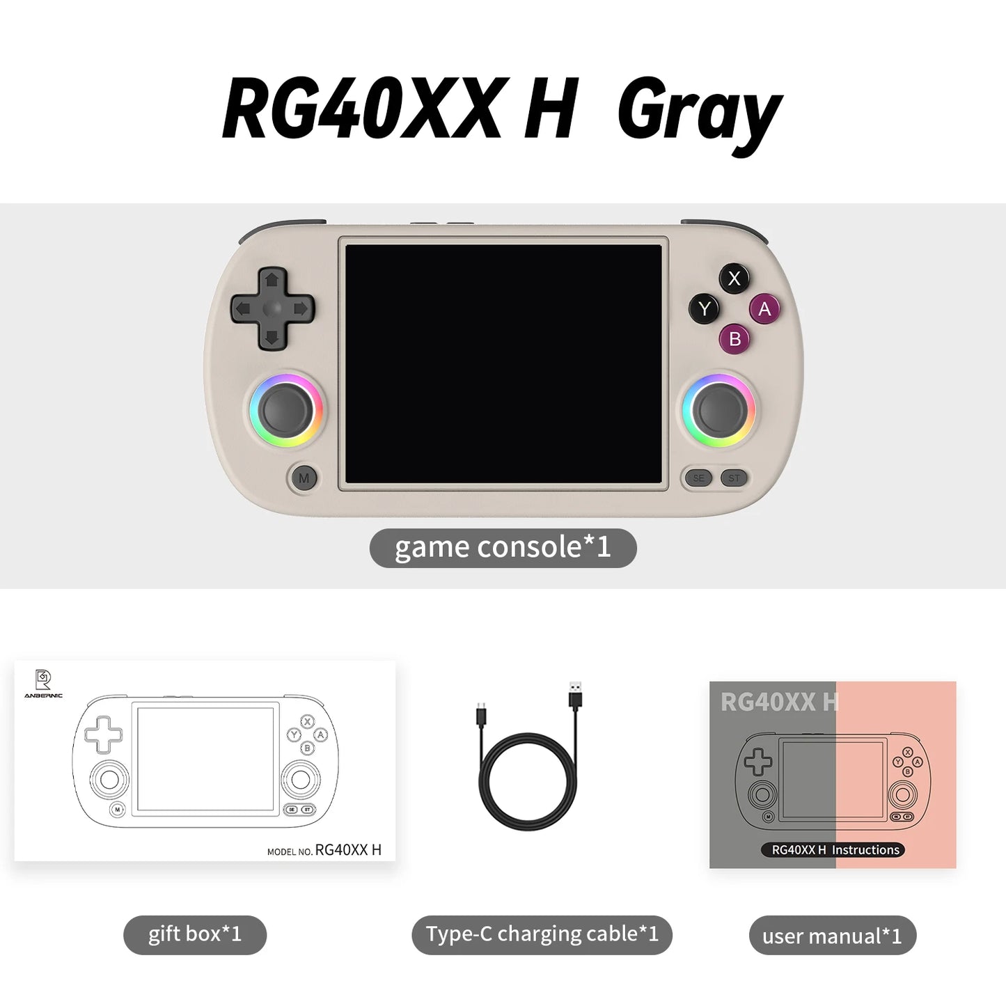 Anbernic RG40XX H Handheld Game Console with RGB Light