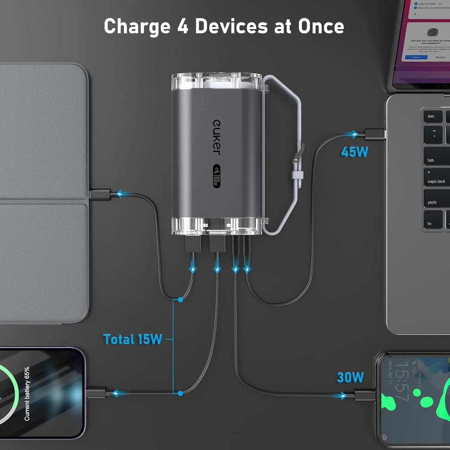High Capacity 40000mAh Power Bank with LED Lights