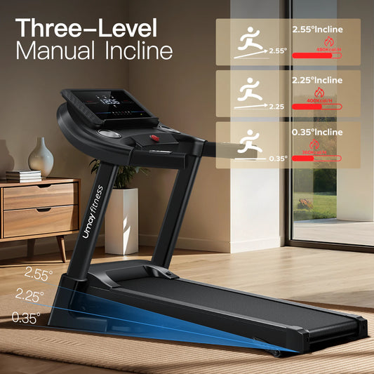 Home Folding Incline Treadmill with Pulse Sensors, 3.0 HP Quiet Brushless, 300 lbs Capacity for Home Workouts