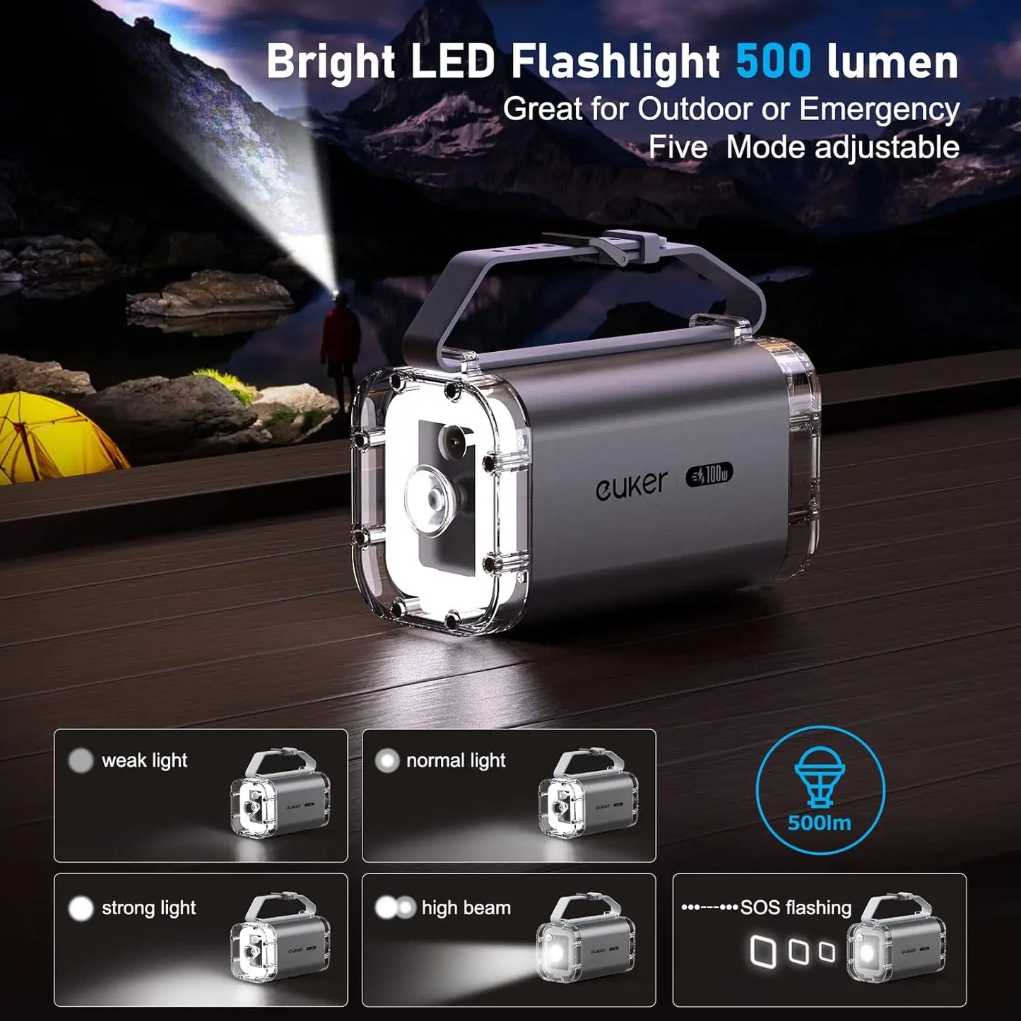 High Capacity 40000mAh Power Bank with LED Lights