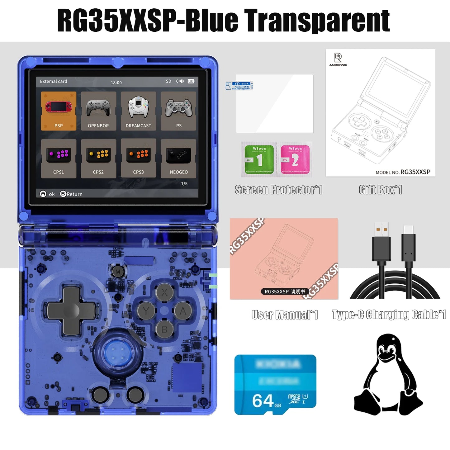 Anbernic RG35XXSP Retro Handheld Game Console
