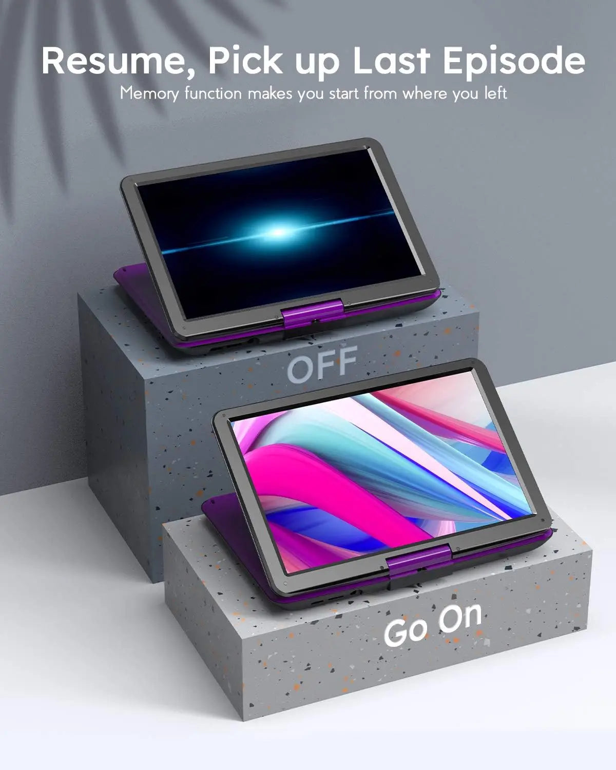 Boifun Portable DVD Player 12.5", with 10.5" HD Swivel Screen, Car Travel DVD Players 5 Hrs Rechargeable Battery