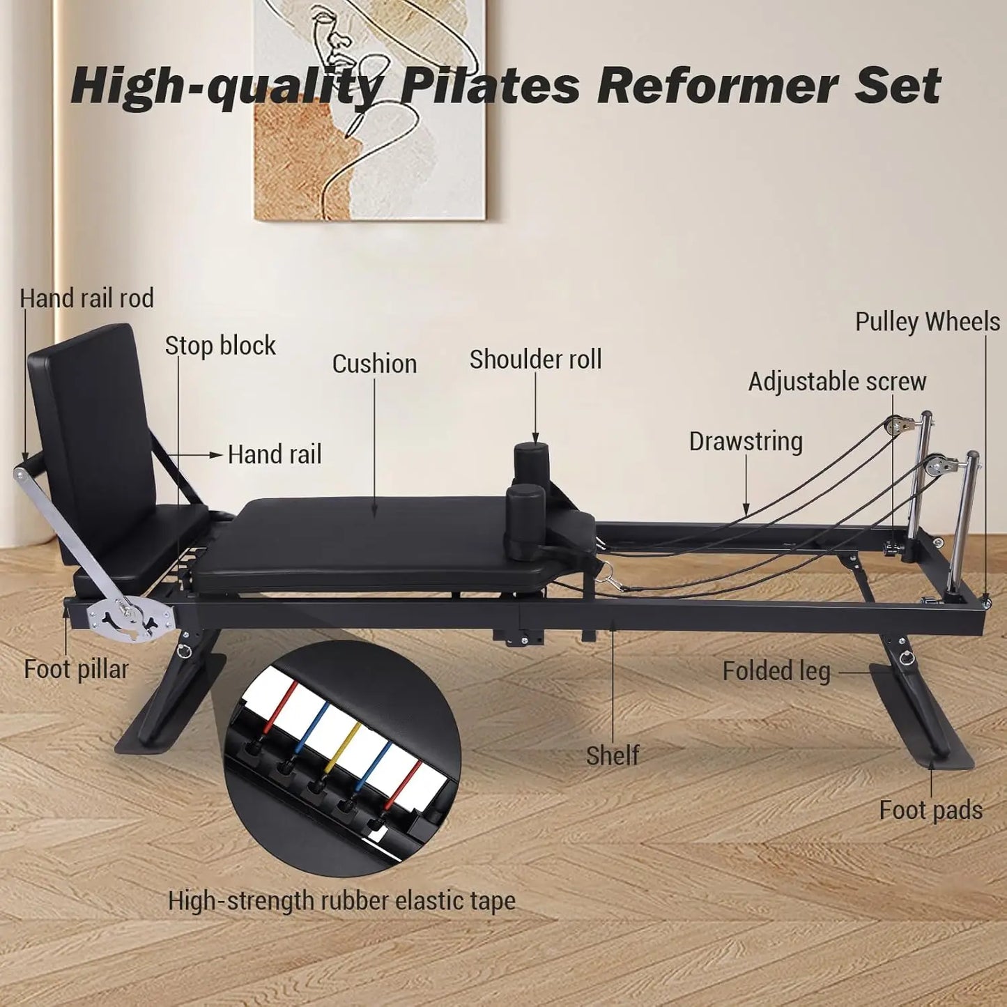 Foldable Pilates Reformer for Home Strength Training