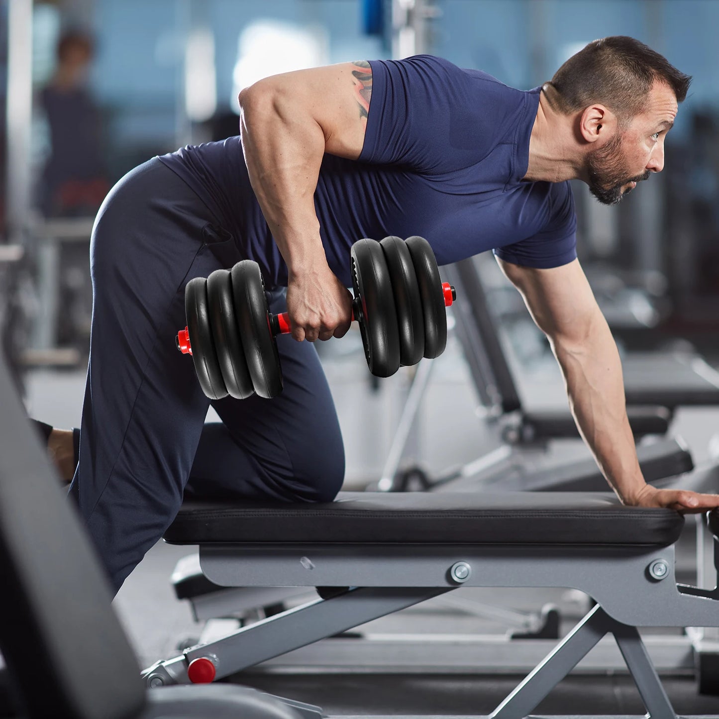 Adjustable Dumbbell Set 44 Lbs Multifunctional Home Gym Equipment