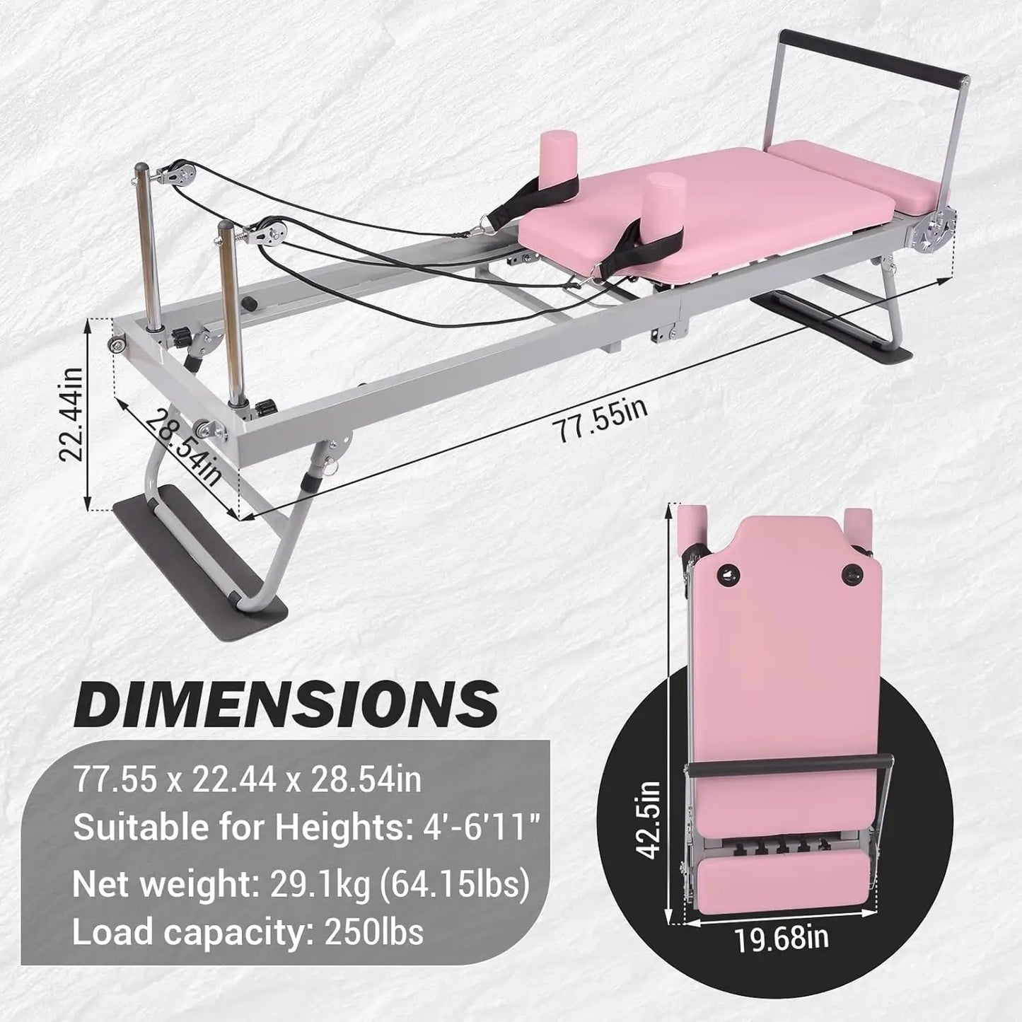 Foldable Pilates Reformer for Home Strength Training