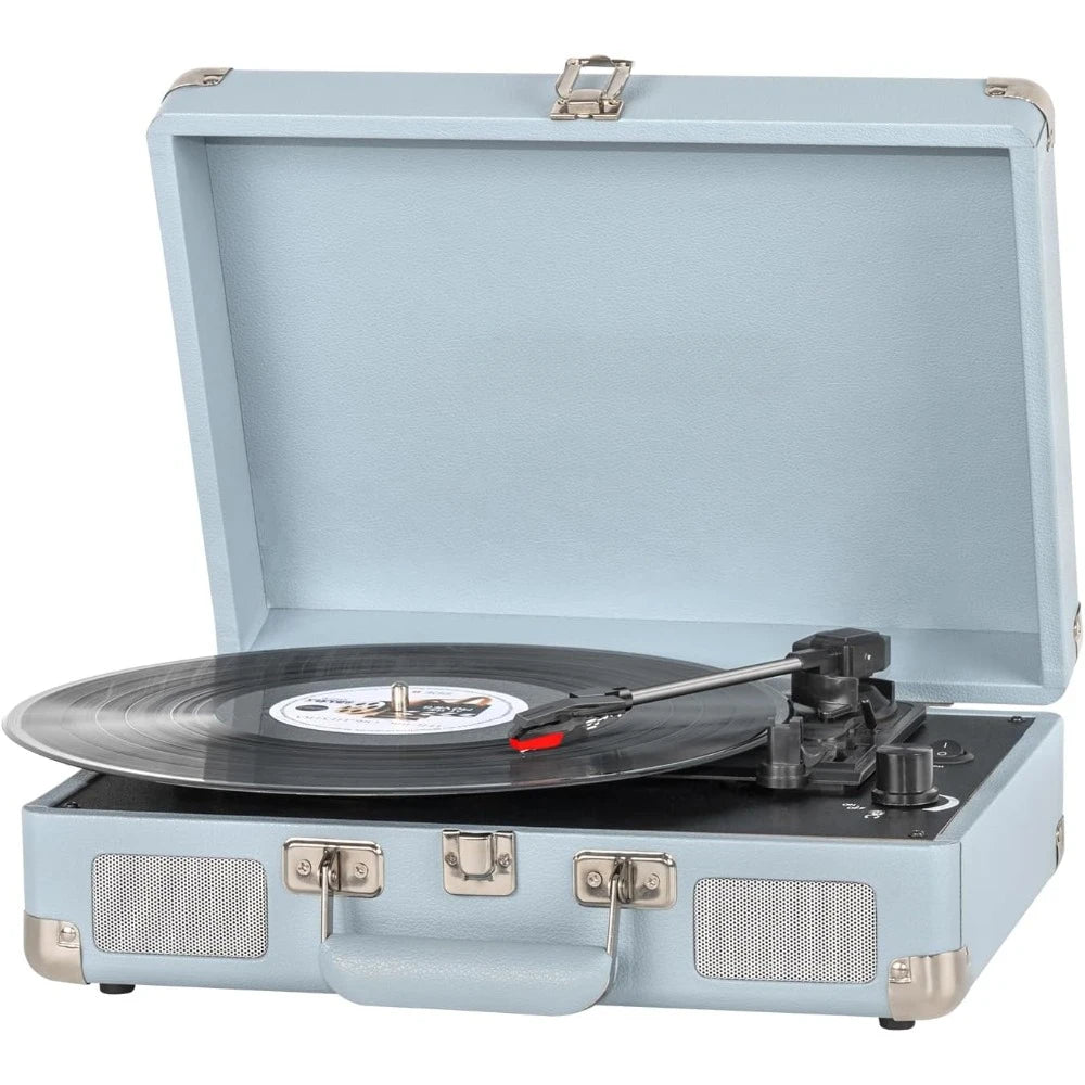 Portable Vinyl Record Player Suitcase with Bluetooth Speakers