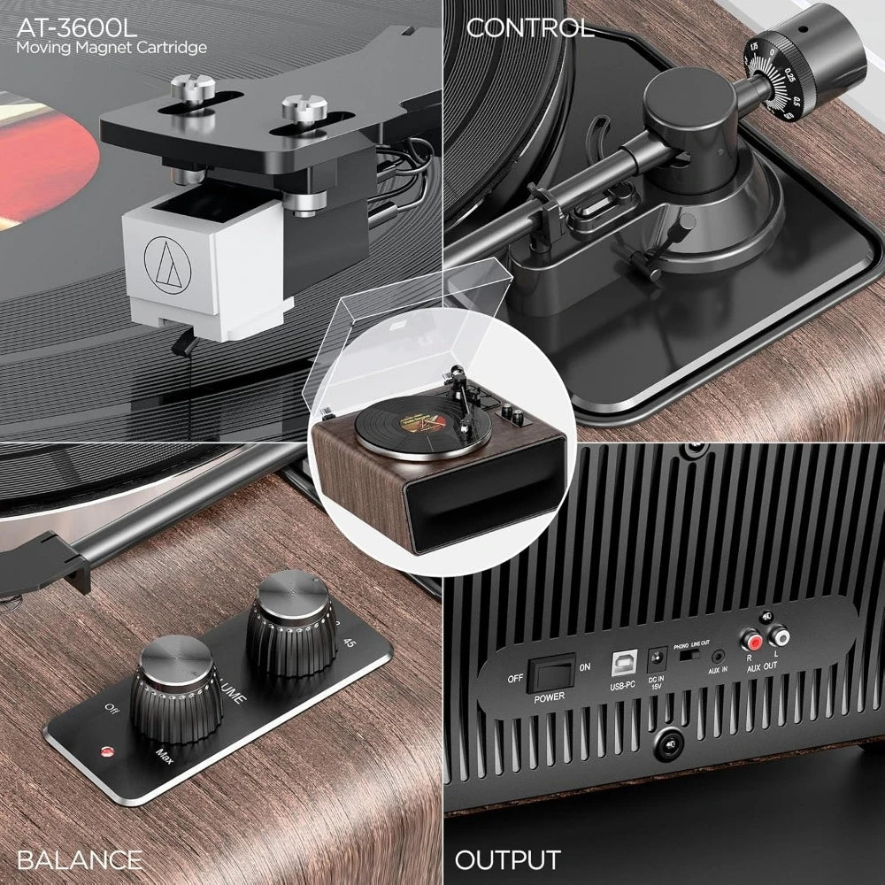All-in-One Vinyl Record Player with Bluetooth & Speakers